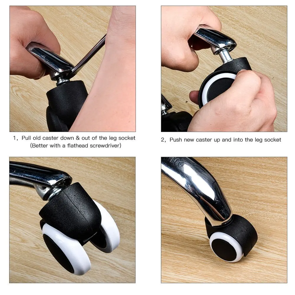 5 pcs Universal casters Office Chair 360 Degree swivel Roller Castor Wheels black&ampwhite Wheel diameter 50mm BG-2 |