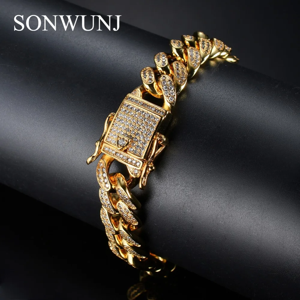 Латунный сверкающий браслет цепочка для мужчин 12 мм 7 дюймов 8 ювелирные изделия