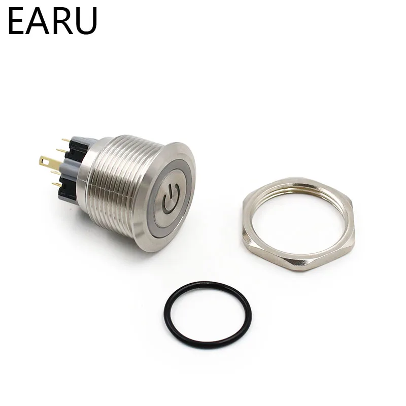 Металлический кнопочный переключатель из нержавеющей стали толщиной 28 мм