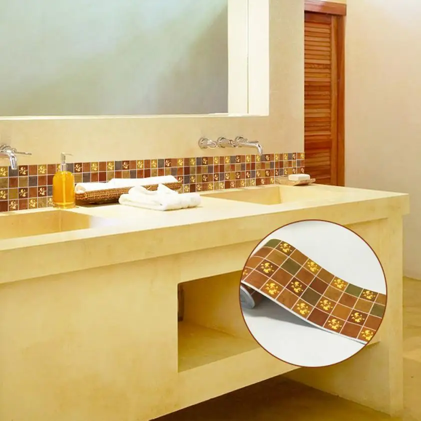 Домашний декор 10 м ПВХ водостойкая плитка пол линия талии Настенная Наклейка для