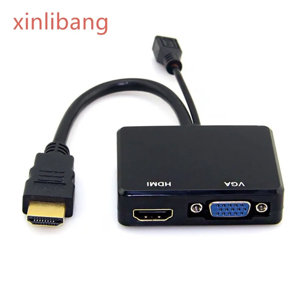 

Разветвитель HDMI в VGA и HDMI мама с Аудио Видео кабелем конвертер адаптер для монитора HDTV ПК