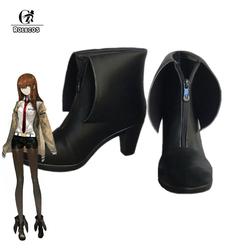 Обувь для косплея ROLECOS Steins Gate 0 Makise Kurisu женские черные сапоги Cos|Туфли| |