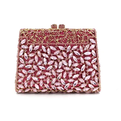 Роскошная фиолетовая вечерняя сумочка клатч со стразами золотистые вечерние