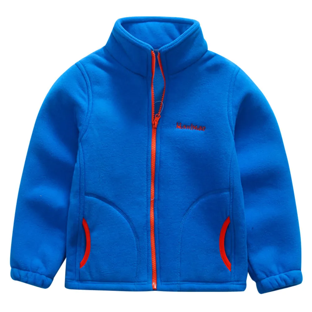 Модная одежда для мальчиков пальто маленьких флисовые однотонные куртки