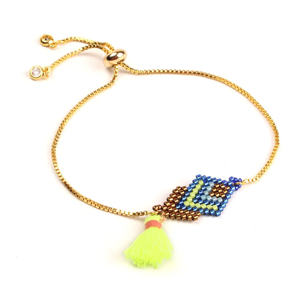 Bracelet-green JOYE Оригинальная дизайнерская бижутерия наборы серьги Бохо подвески набор ожерелье браслет лист кисточкой MIYUKI прекрасные драгоценные бусы Набор - Окраска металла: Bracelet-green