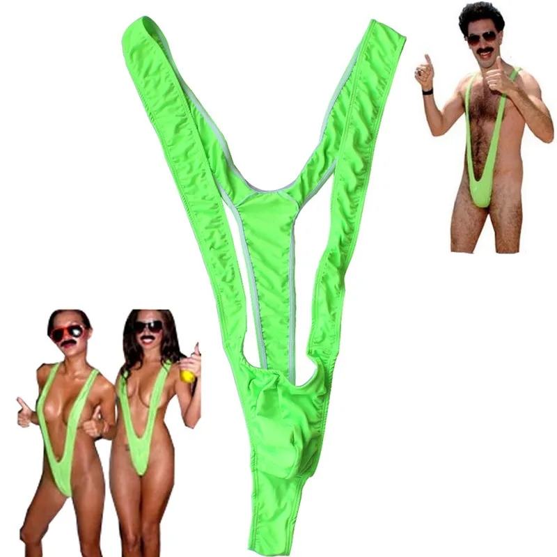 Черный Зеленый Мужчины Сексуальная Борат Mankini Стринги Нижнее Белье Латекс Гибкая