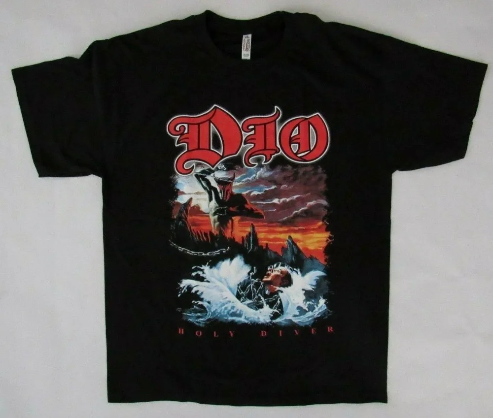 Классический RONNIE JAMES DIO HOLY DIVER рубашка Продавец США трюк или лечение Хэллоуин призрак футболка фотография