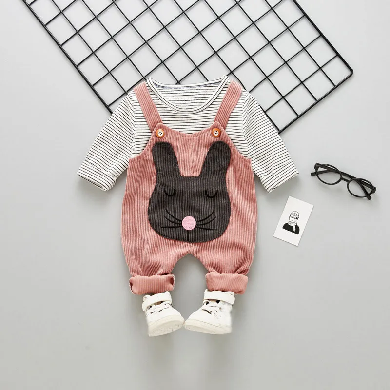 Футболка с длинным рукавом и брюки для младенцев в полоску | Детская одежда обувь