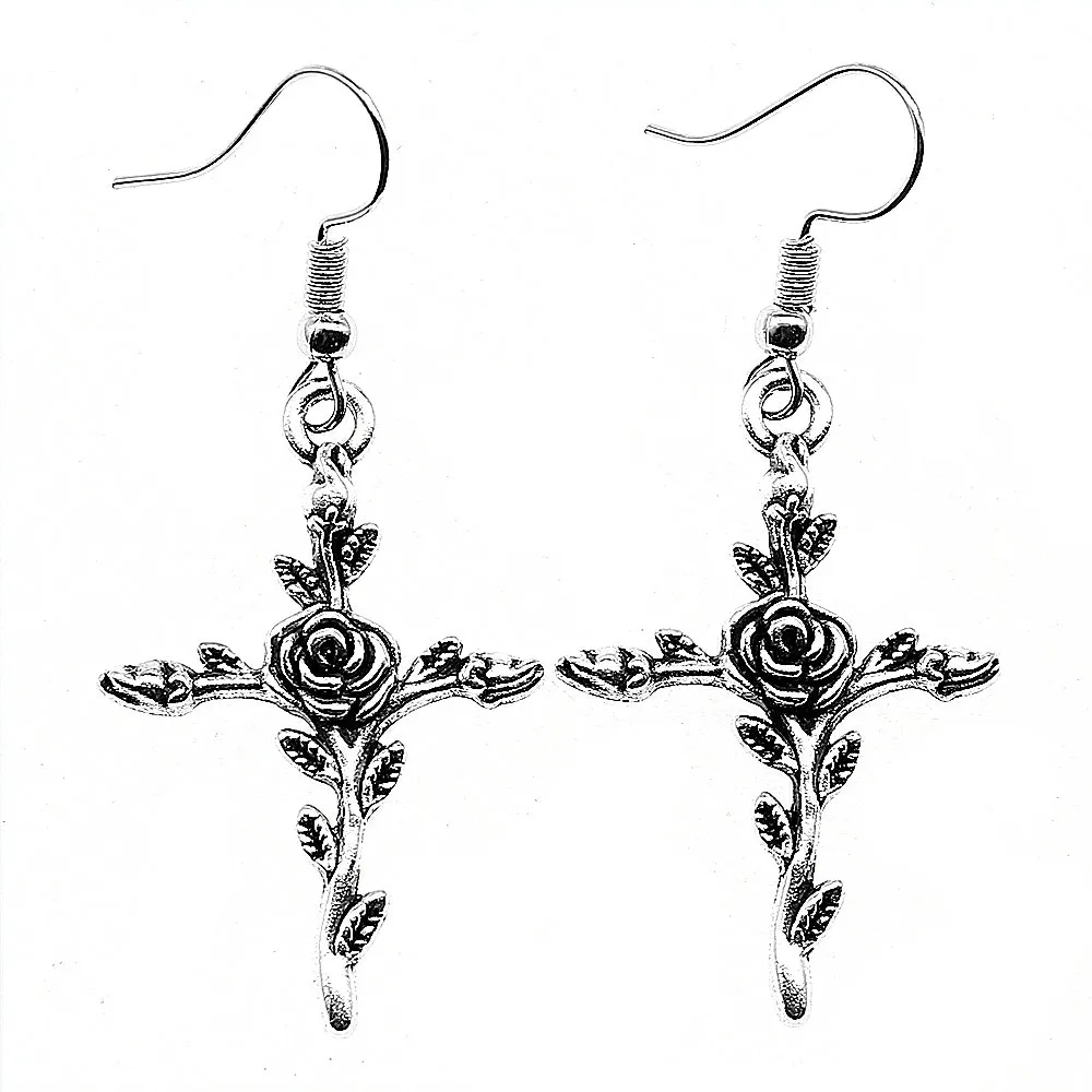 1 Pair Women Fashion Earrings Dangle 35x23mm Flower Cross Drop For Jewelry | Украшения и аксессуары