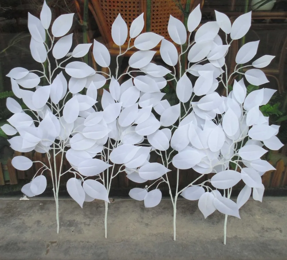 

one dozen artificial white banyan leaves wedding festival celebration background road led home DIY decorative fake flower
