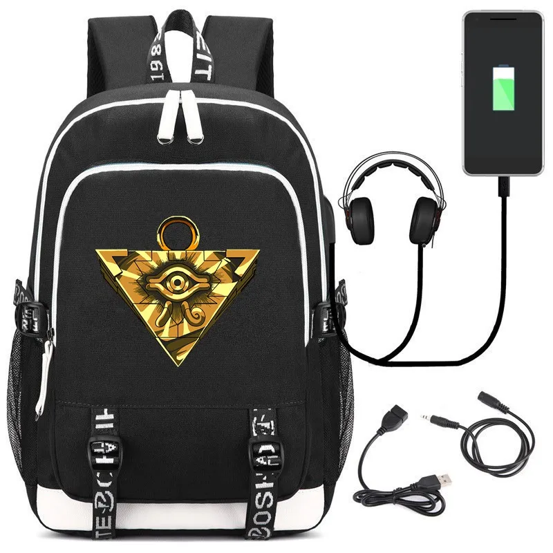 

New Game Yu-Gi-Oh! School Backpack USB Charge Interface Bags Duel Monsters Shoulder Laptop Travel Bags Student Bags Gift