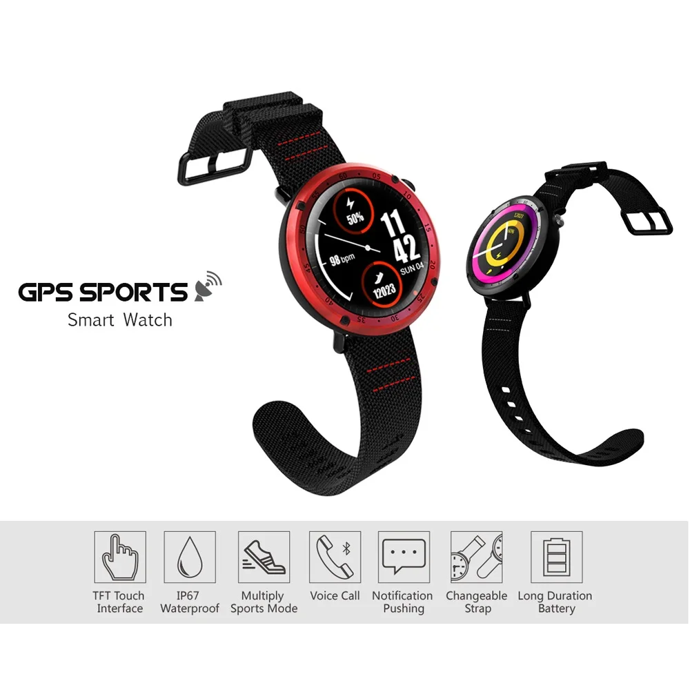 Uhoofit L19 Смарт часы MTK2503 Водонепроницаемый gps крови Давление монитор сердечного