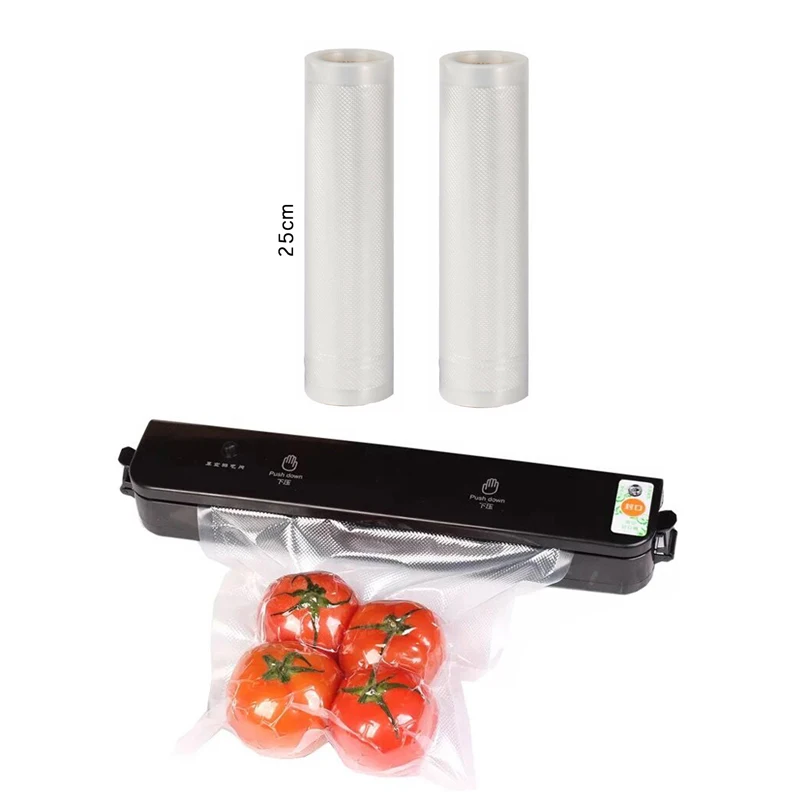 black and 2 rolls Хорошее качество, лучшая вакуумная упаковочная машина 220 В, упаковщик для пищевых продуктов, вакуумная машина в комплекте, 10 шт, бесплатные пакеты - Цвет: black and 2 rolls