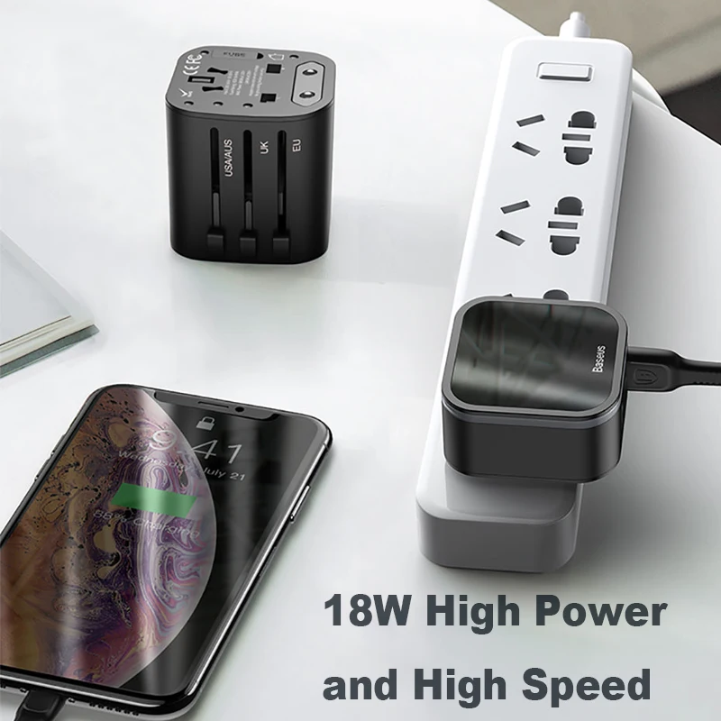 Baseus 18 Вт USB зарядное устройство Quick Charge 3 0 для iPhone X 7 8 порта дорожное настенное