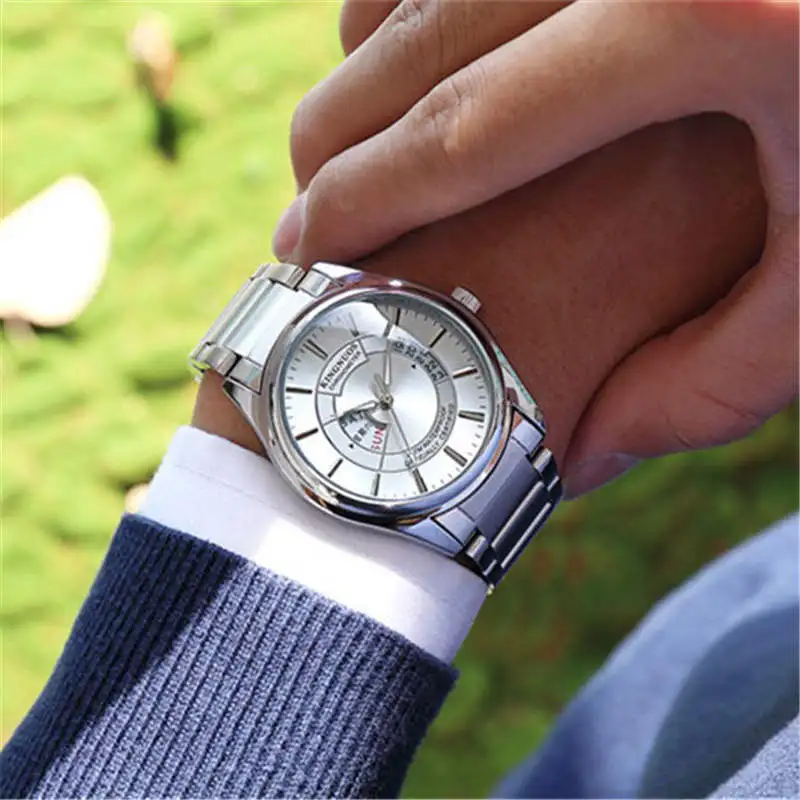 KINGNUOS мужские часы китайский или английский двойной календарь Мужские из