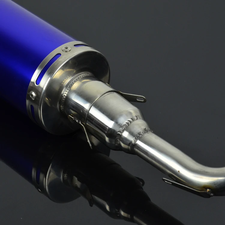 Мотоциклетная синяя выхлопная труба из нержавеющей стали и глушитель полная