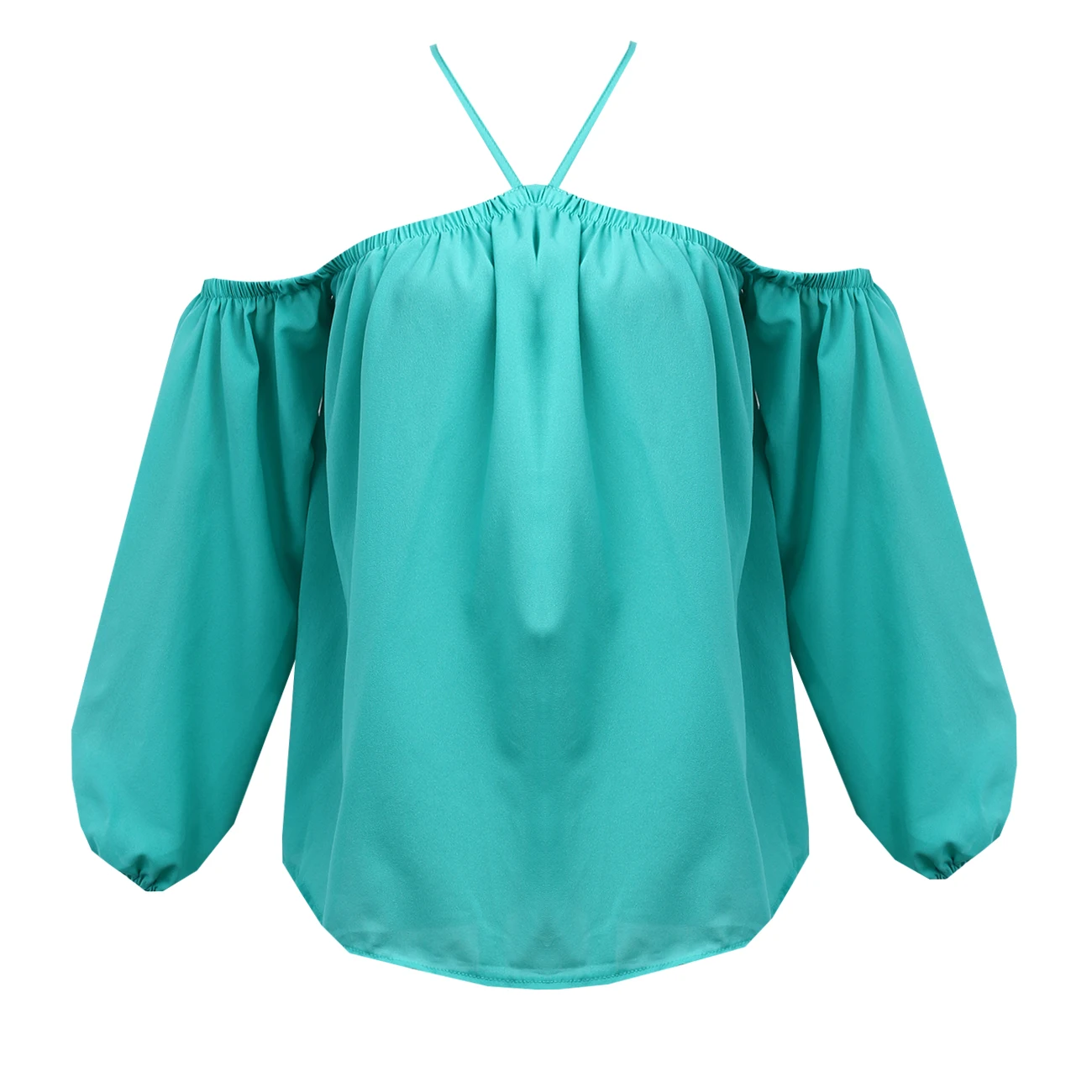 

Women Chiffon Off Shoulder Blouse Tops Summer Black Blue Green Long Sleeve Halter Shirt Casual Loose Blouses Women Clothes