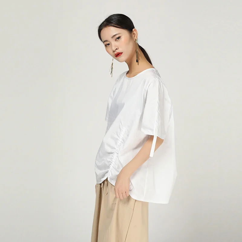 LANMREM 2020 Новая летняя модная женская одежда в японском стиле с круглым вырезом