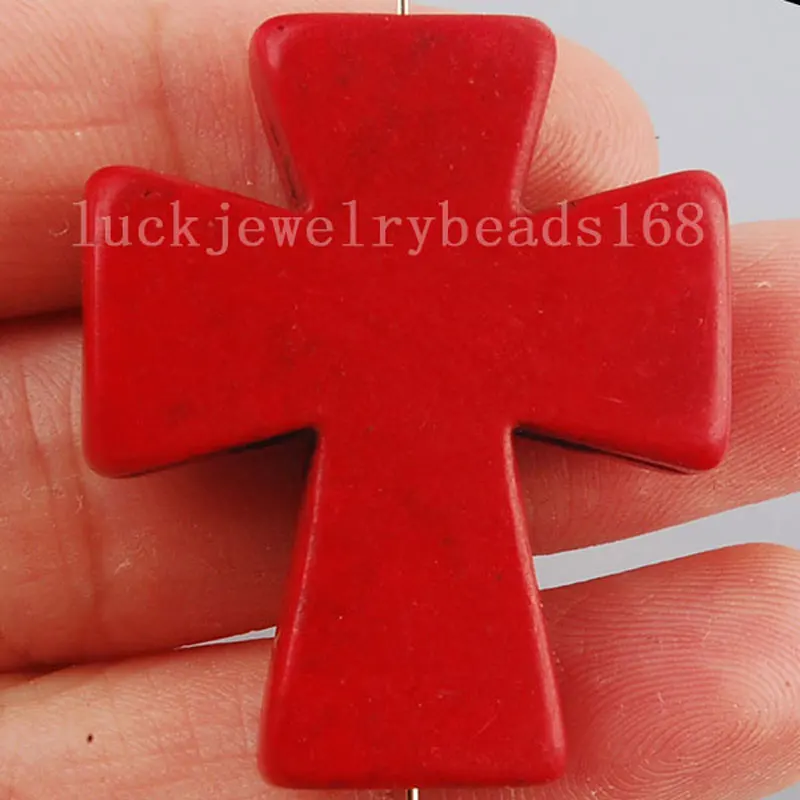 Женская бижутерия с красным крестом Howlite 30x36 мм C2713|Подвески| |