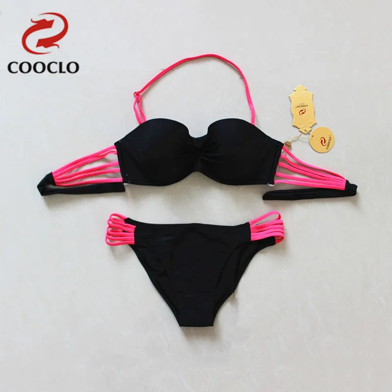 Женский купальник-бикини COOCLO бандажный однотонный для молодых девушек винтажный