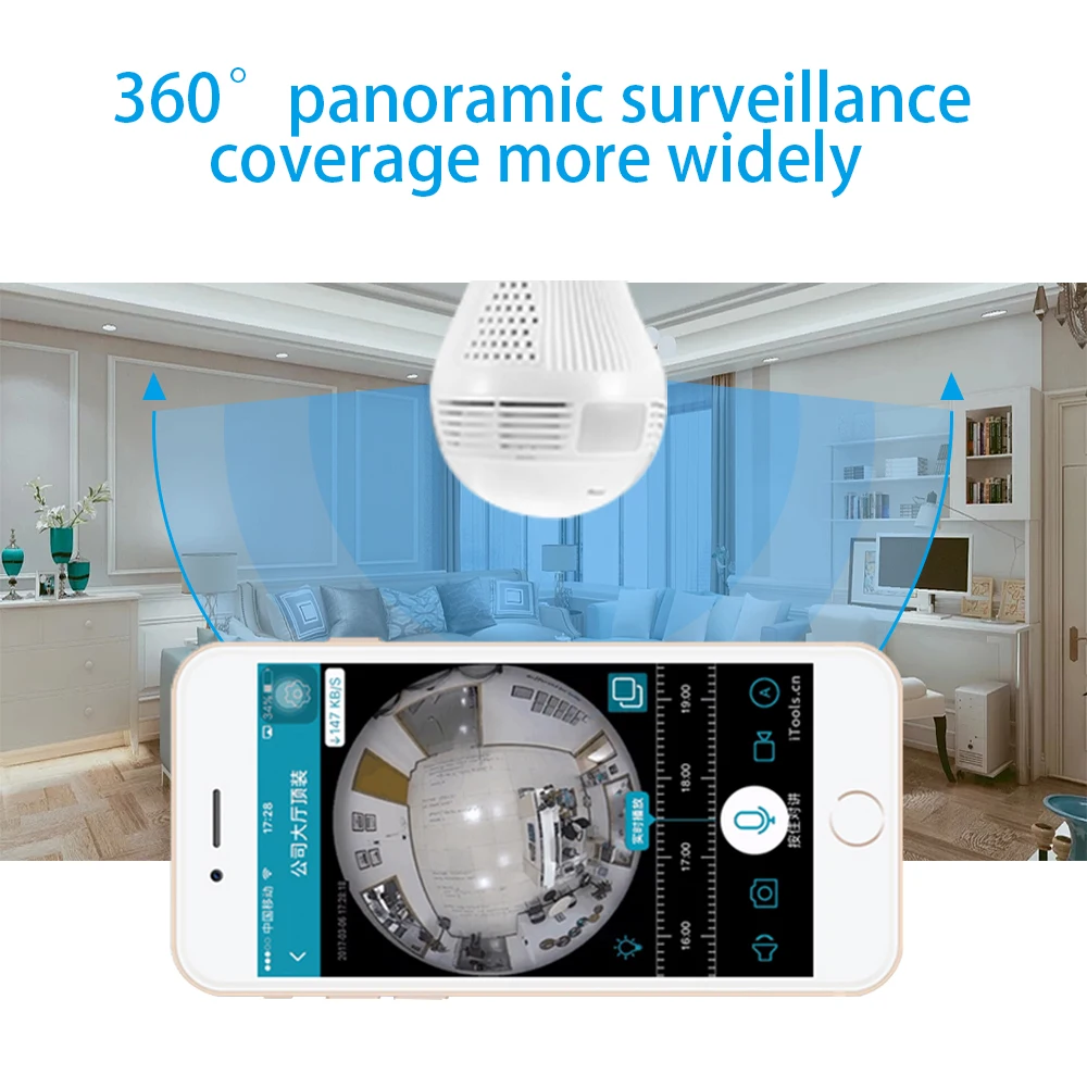 AZISHN 360 градусов панорамная WiFi ip камера 1080P 3MP 5MP HD Рыбий глаз объектив Двусторонняя