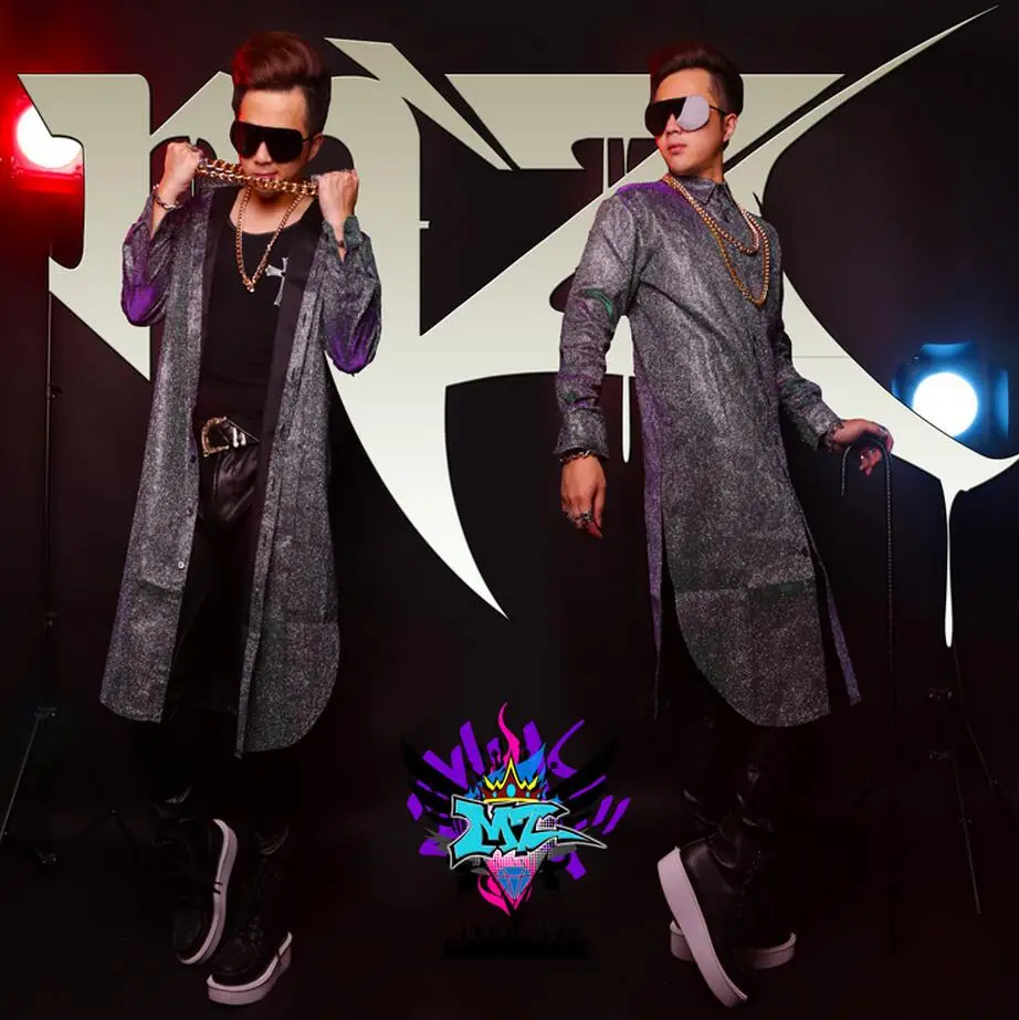 Бесплатная доставка Мужская певица зеленый и фиолетовый градиент вспышки