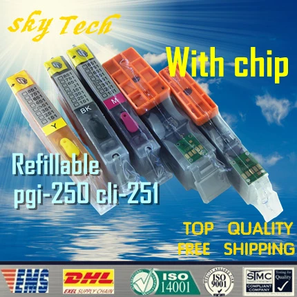

5PK Full Ink Refillable Cartridge suit for PGI250 CLI251,Suit for canon MG5420 MG5520 MG6320 MG6420 MG7120 Ip7220 ,with ARC chip