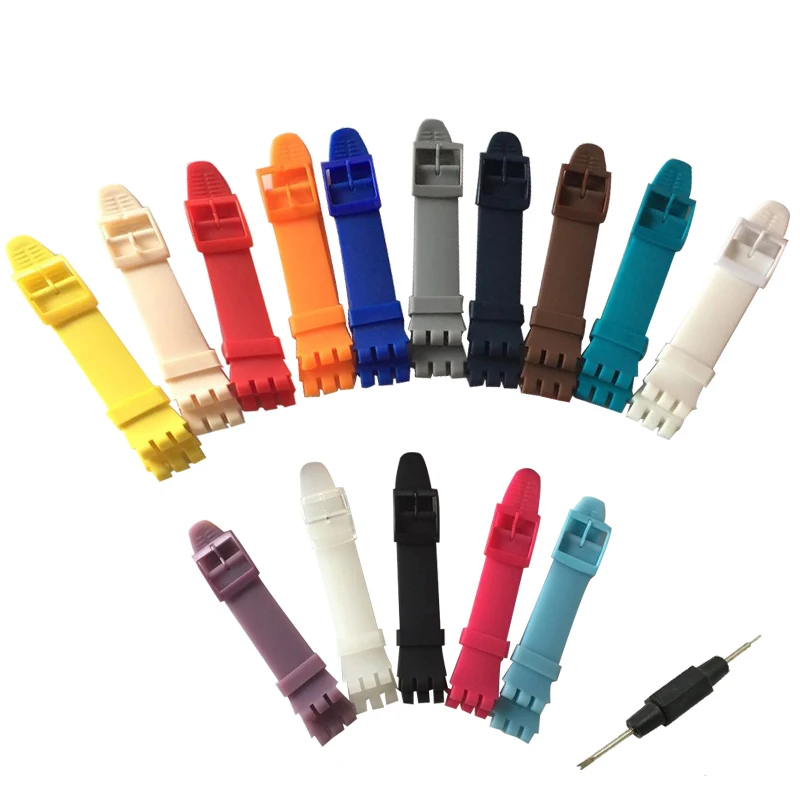 Высококачественные Аксессуары для часов силиконовый ремешок 19 мм 20 цветной