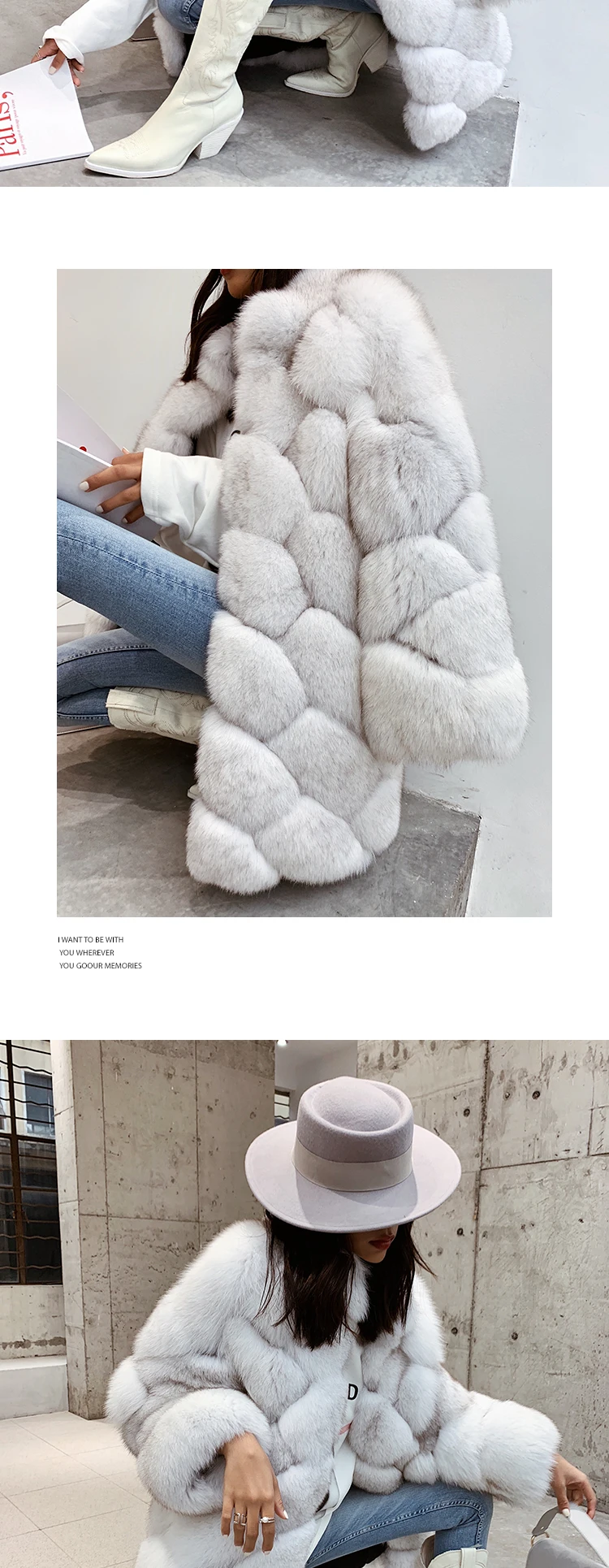 Maylofuer Women New Real Fox Fur Coat Natural and Genuine Fox Fur Jacket for Woman Winter Fashion Fur Coats Overcoat Outwear