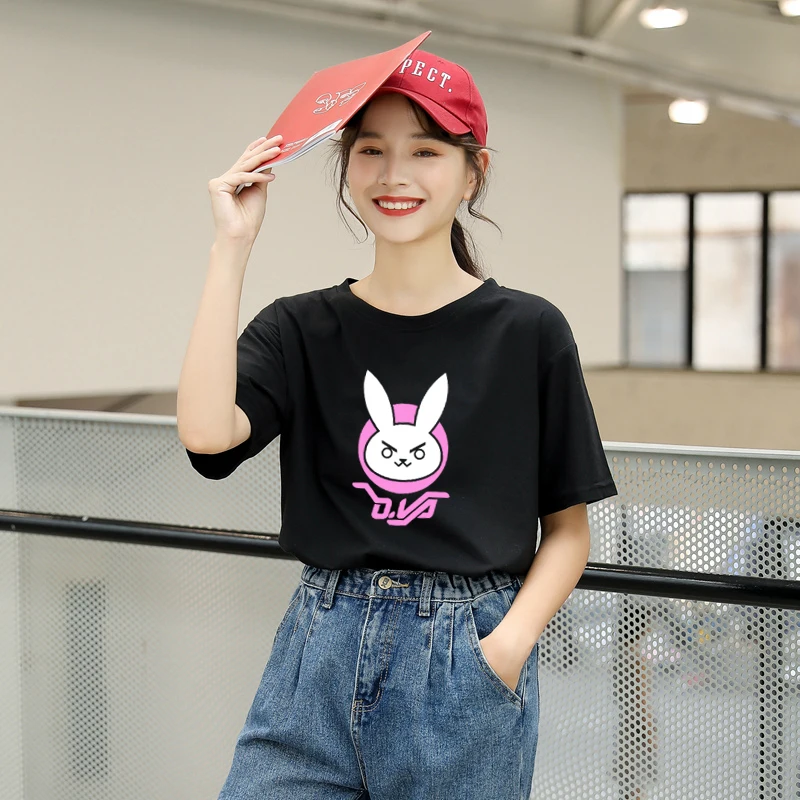 Женская хлопковая Футболка Harajuku каваи мультфильм DV Rabbit с коротким рукавом модные