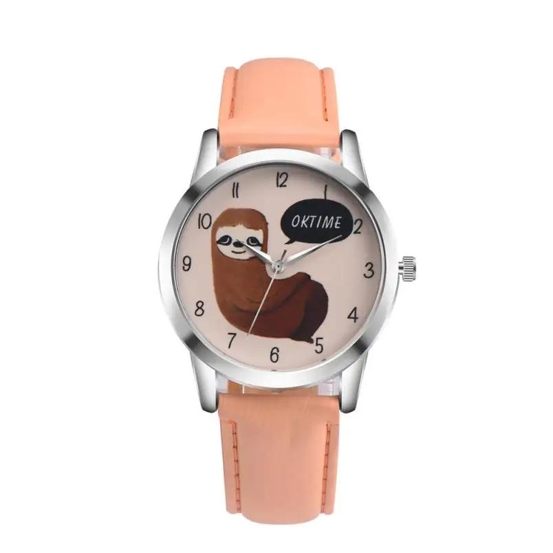 Хорошего качества OKTIME Ретро мультфильм Koala дизайн кожаный ремешок Аналоговый