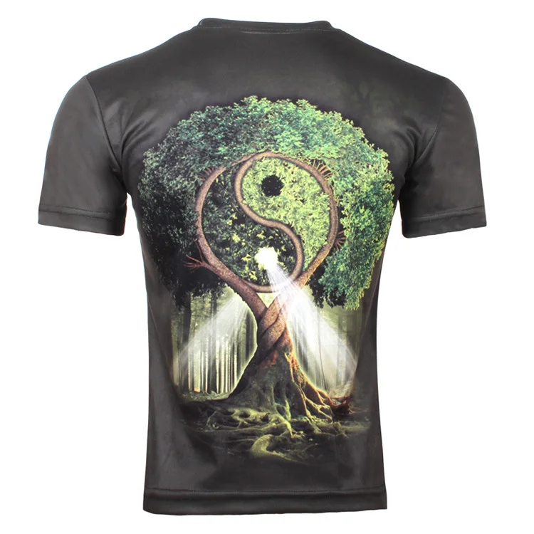 YING YANG TREE/футболка с 3D принтом Тай Чи Вудс Летние футболки унисекс Короткие