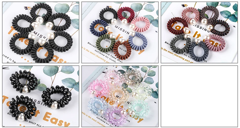 AWAYTR 2pc/set Pearl Hair Rubber Elastic Hair Bands for Women Scrunchies Ponytail Holder Girls Hair Ties Ropes Hair Accessories