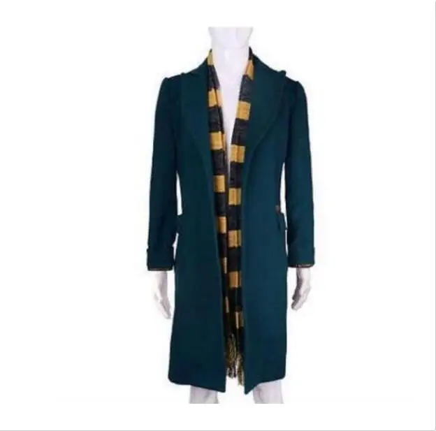 Мужские настроить длинный зеленый Нагрудные полушерстяные Тренч пальто Верхняя