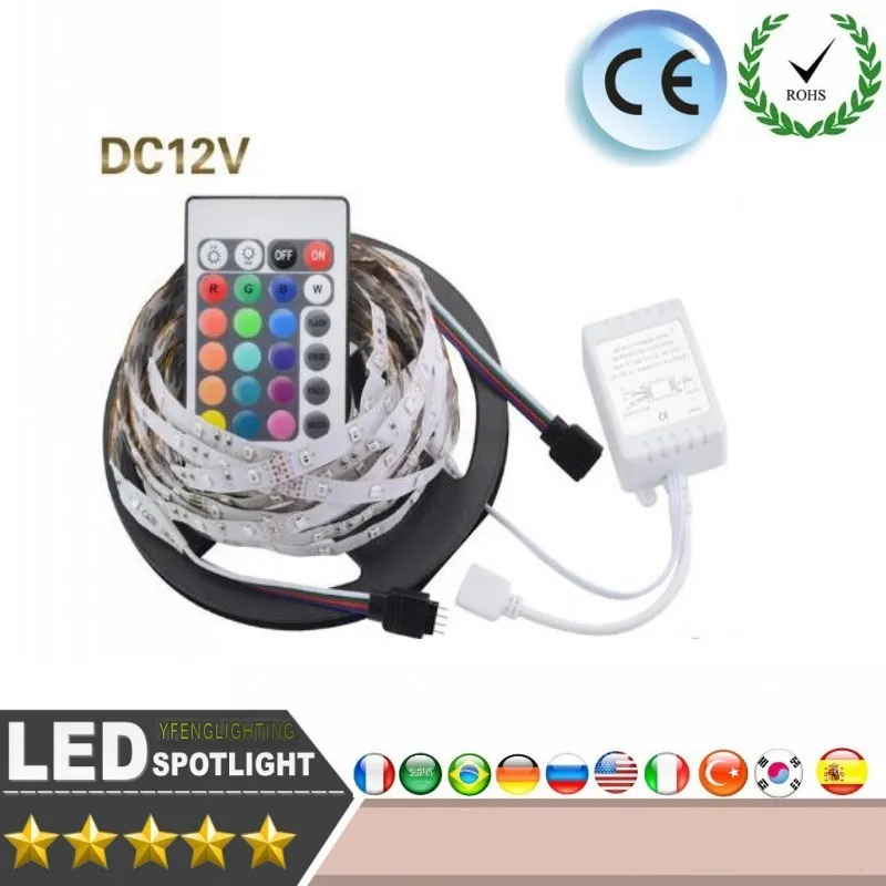 Светодиодная лента DC12V 5 м RGB СВЕТОДИОДНАЯ SMD 2835 300LED Гибкая гирлянда + 24Key
