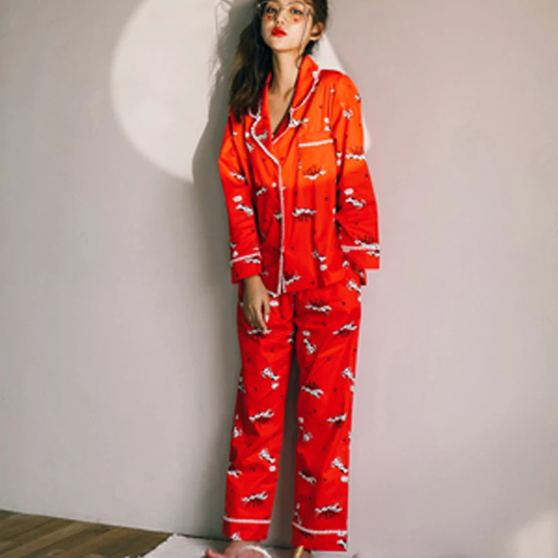 Комплект пижам с принтом милых собак комплект из 2 предметов отложной воротник +