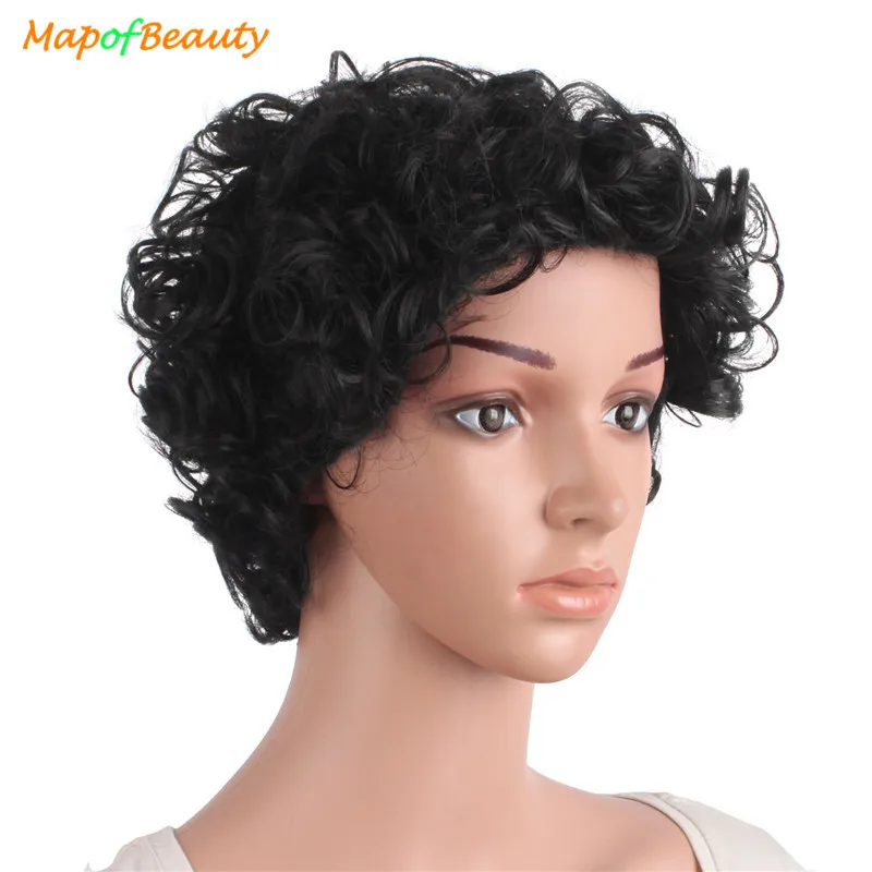 MapofBeauty короткий кудрявый афро черный парик термостойкие парики для черных женщин