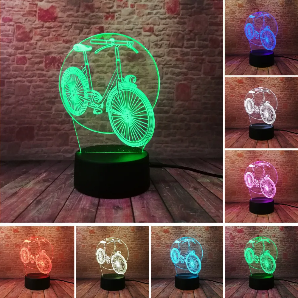 Cool Luminaria 3D велосипедный стол Светодиодные ночные светильники велосипед 7 цветов