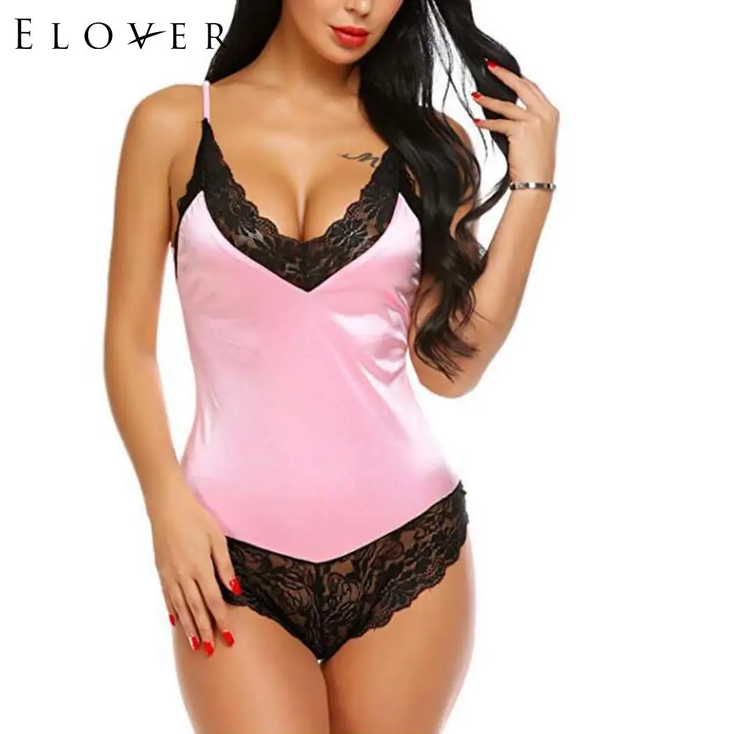 Elover без рукавов сексуальное женское белье комплект боди Сексуальное черное