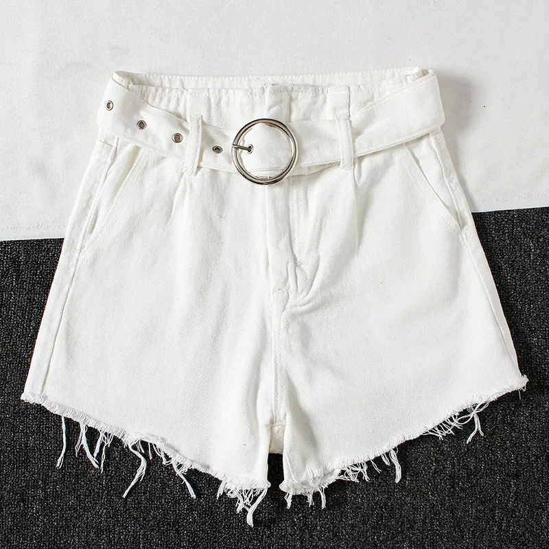 2019 женские черные/белые джинсы с высокой талией джинсовые шорты кисточками