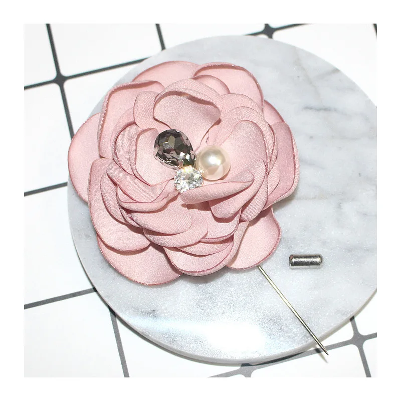 2018 корейский имитация жемчуга брошь цветок ткани Кристалл Длинные Pin корсаж для
