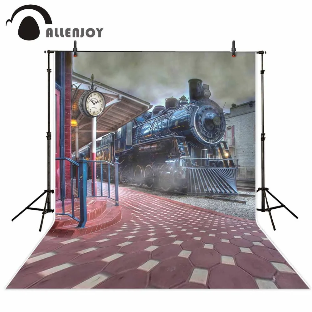 Allenjoy Бесплатная доставка фоны для фотостудии винтажный поезд станция дым фон
