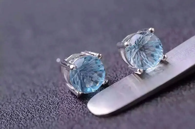 Женские серьги с натуральным синим топазом ZHHIRY однотонные из стерлингового