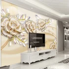 Пользовательские обои в европейском стиле с золотыми листьями розы для стен, 3 D, гостиная, ТВ-фон, Большой Настенный Декор для дома