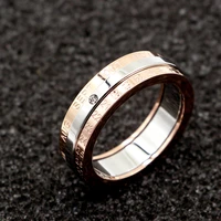 classic design rotation calendar and date ring titanium steel high quality rose middle silver color brand ring woman jewelry