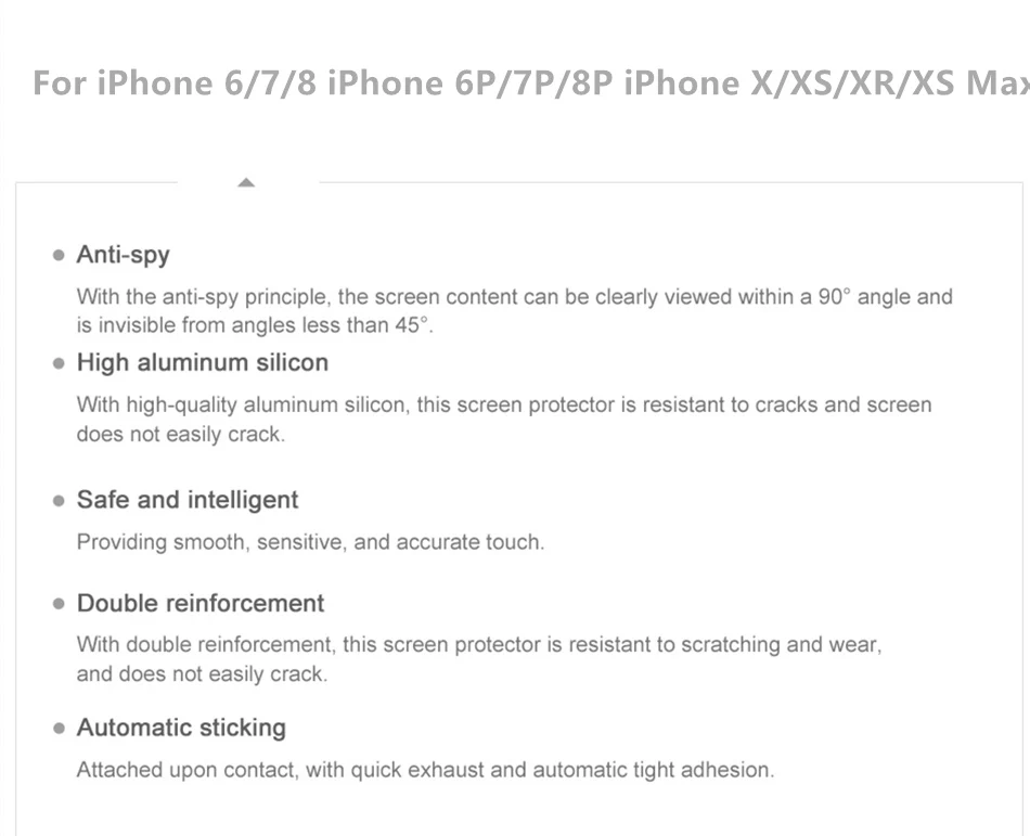 Антишпионское закаленное стекло для iPhone X XS MAX XR, Защитное стекло для экрана для iPhone 8, 7 plus, 6, 6 S, полное покрытие, защитная пленка