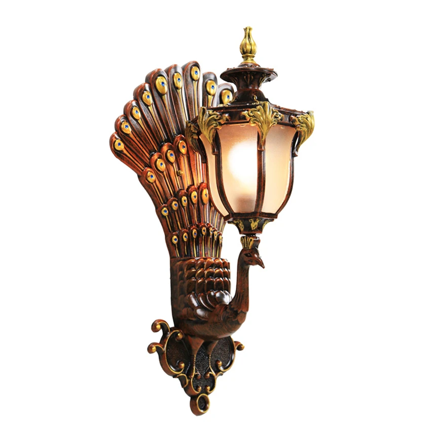 Роскошные Павлин E27 Настенные светильники Ретро Европейский гостиной