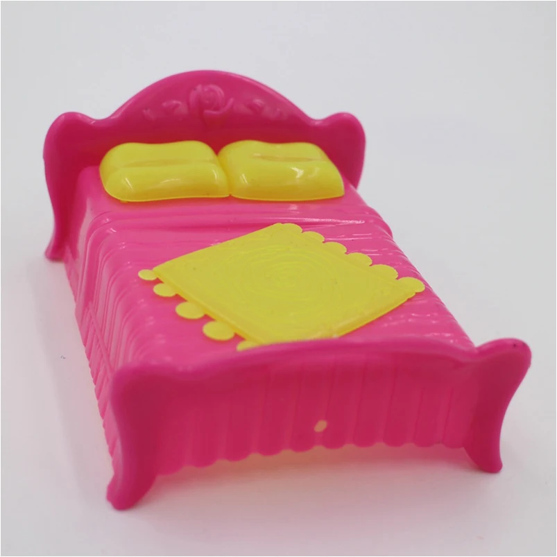 Принцесса Кукла аксессуары Розовая кровать кукла мебель спальня двуспальная с