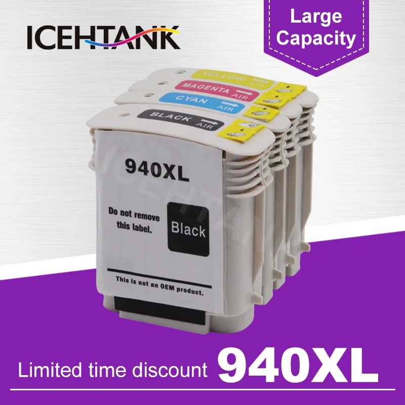 

ICEHTANK Compatible Ink Cartridges Replacement for HP 940 XL C4906A C4907A C4908A C4909A Officejet Pro 8000 8500 8500a Printer