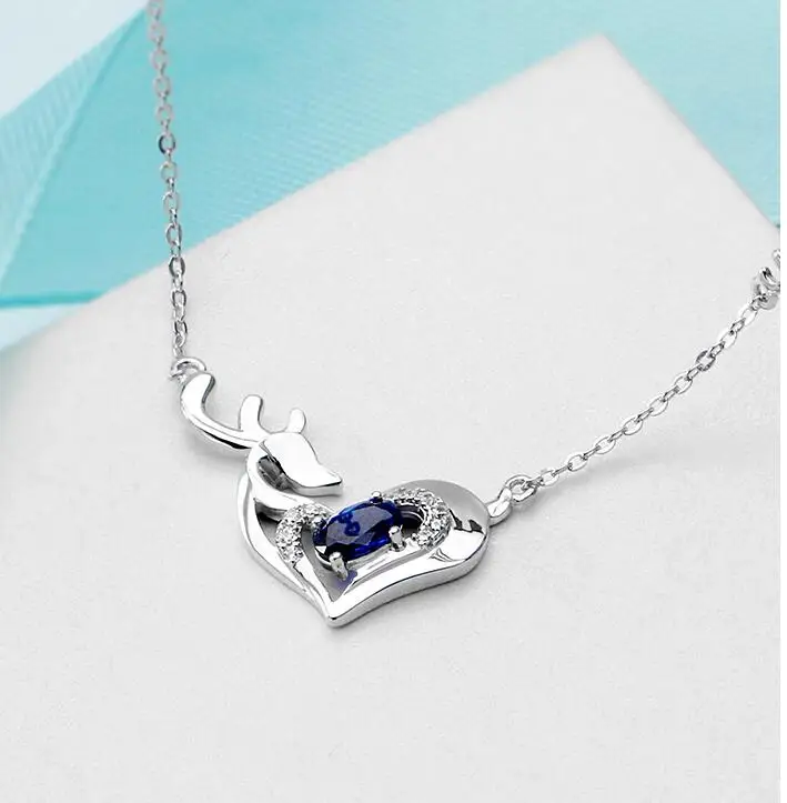 380ZHAO choose color 925 Silver Love Deer Clavicle Chain Art Cute Pendant Hollow Small Animal Necklace | Украшения и аксессуары